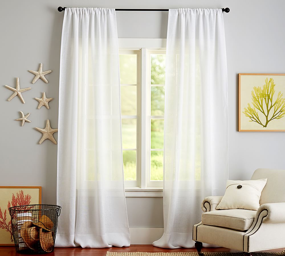 Open Weave Linen Sheer Curtain Pottery Barn