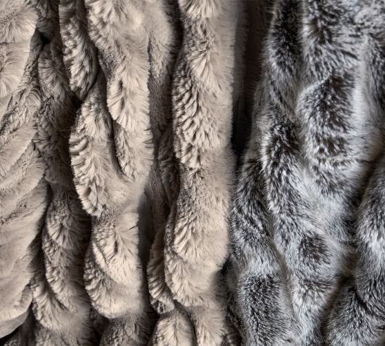Pottery Barn Faux Fur Rabbit Throw Gray 50x 60 Blanket New 