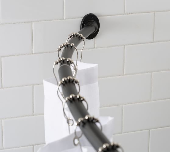 Curved Shower Curtain Rod Pottery Barn, Matte Black Shower Curtain Rod Curved