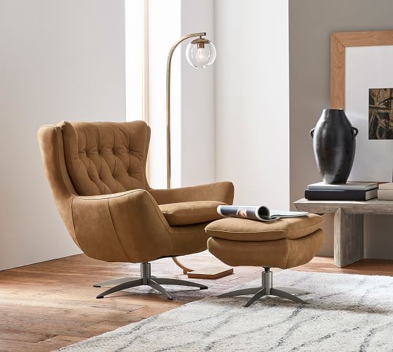 wells leather swivel armchair