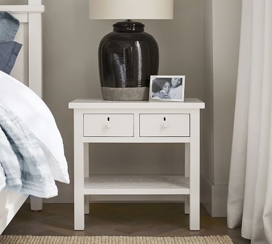 USA White Color 2 Drawers Nightstand Storage Wood End Table Bedroom Side Bedside 