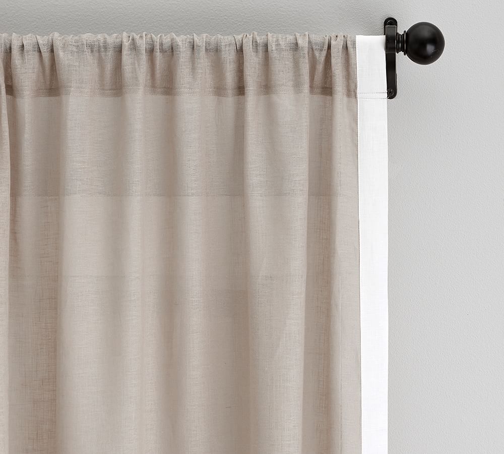 Linen Border Sheer Curtain | Pottery Barn