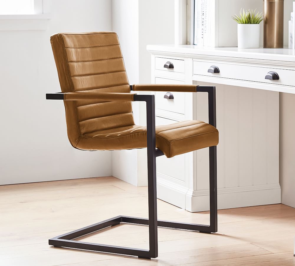 leather and metal desk chair