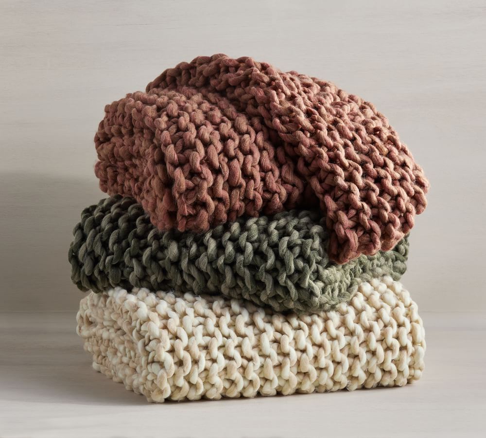 Chunky Handknit Throw Pottery Barn