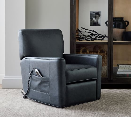 irving square arm leather recliner