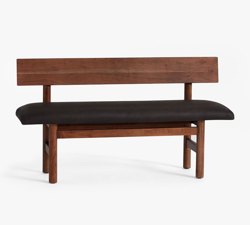 Wood & Leather Bench Pottery Barn