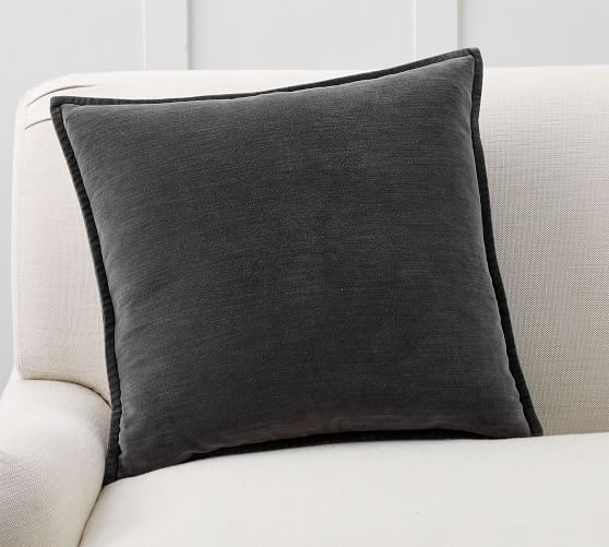 Details about   West Elm Washed Velvet Stone gray  18"  Pillow Sham Cover 