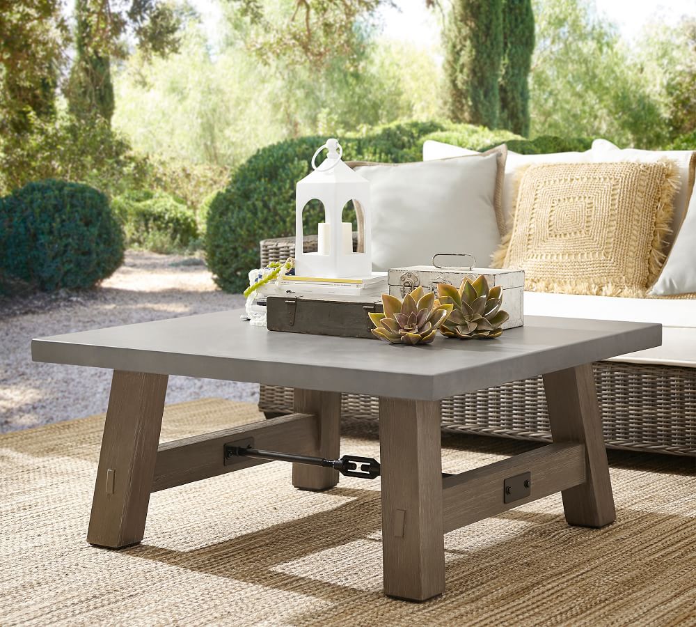 Abbott Indoor/Outdoor Concrete & FSC® Acacia Square Coffee Table