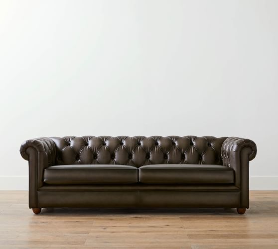 Chesterfield Leather Sofa Pottery Barn, Pottery Barn Brown Leather Sofa Bed