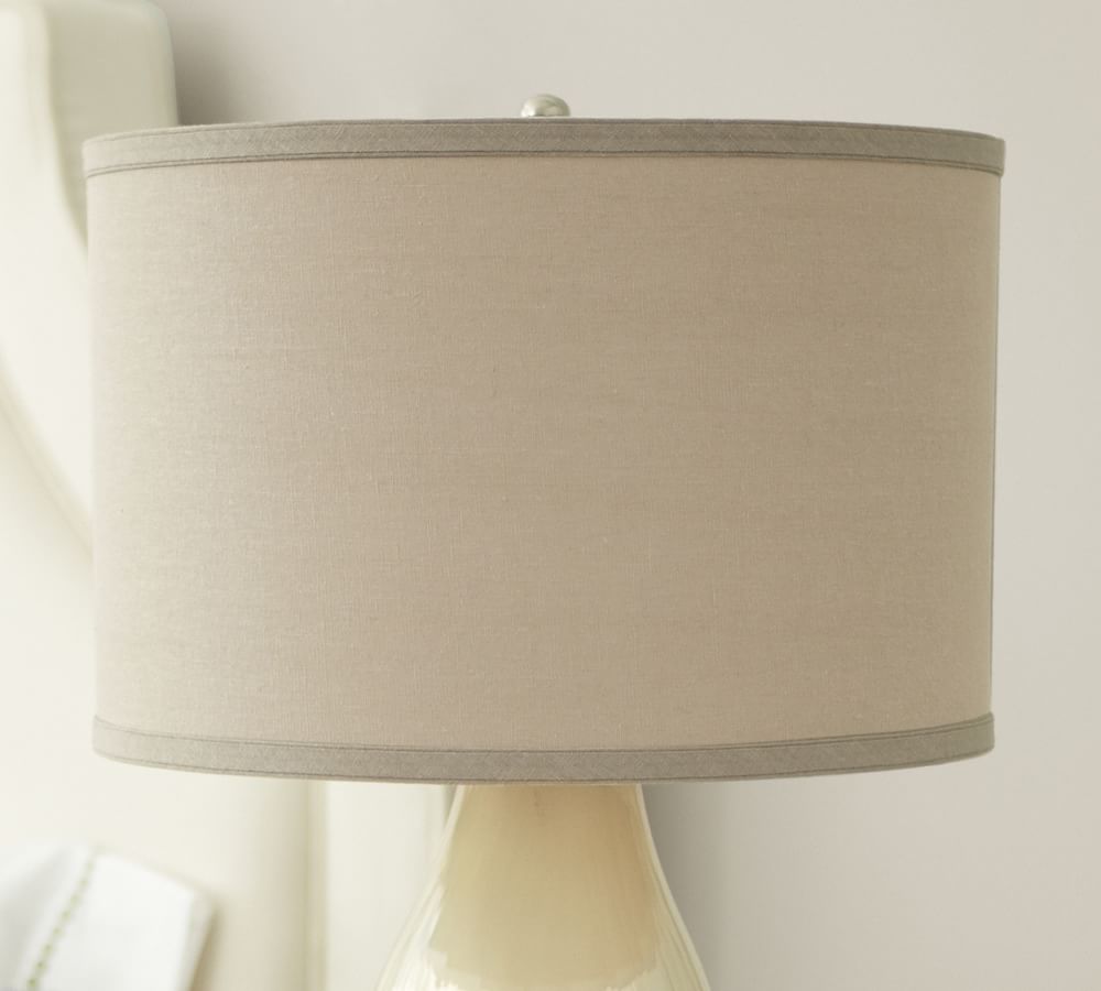 New Pottery Barn Straight Sided Drum Burlap Shade LARGE Bleached 