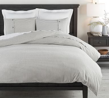 gray striped duvet