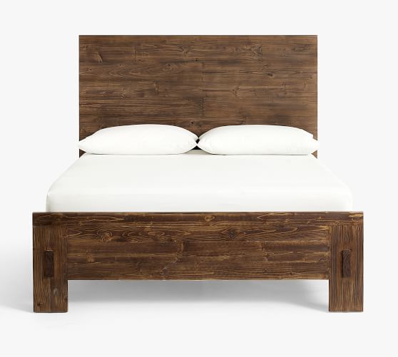 North Reclaimed Wood Platform Bed, King Size Oak Panel Bed