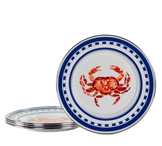 Large Blue Crab Plate Set of 4 