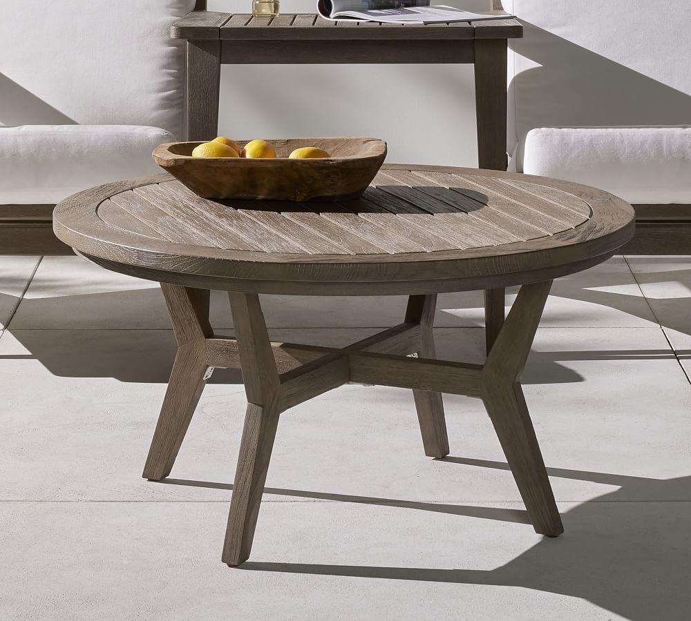 Raylan FSC® Teak Outdoor Round Coffee Table | Pottery Barn