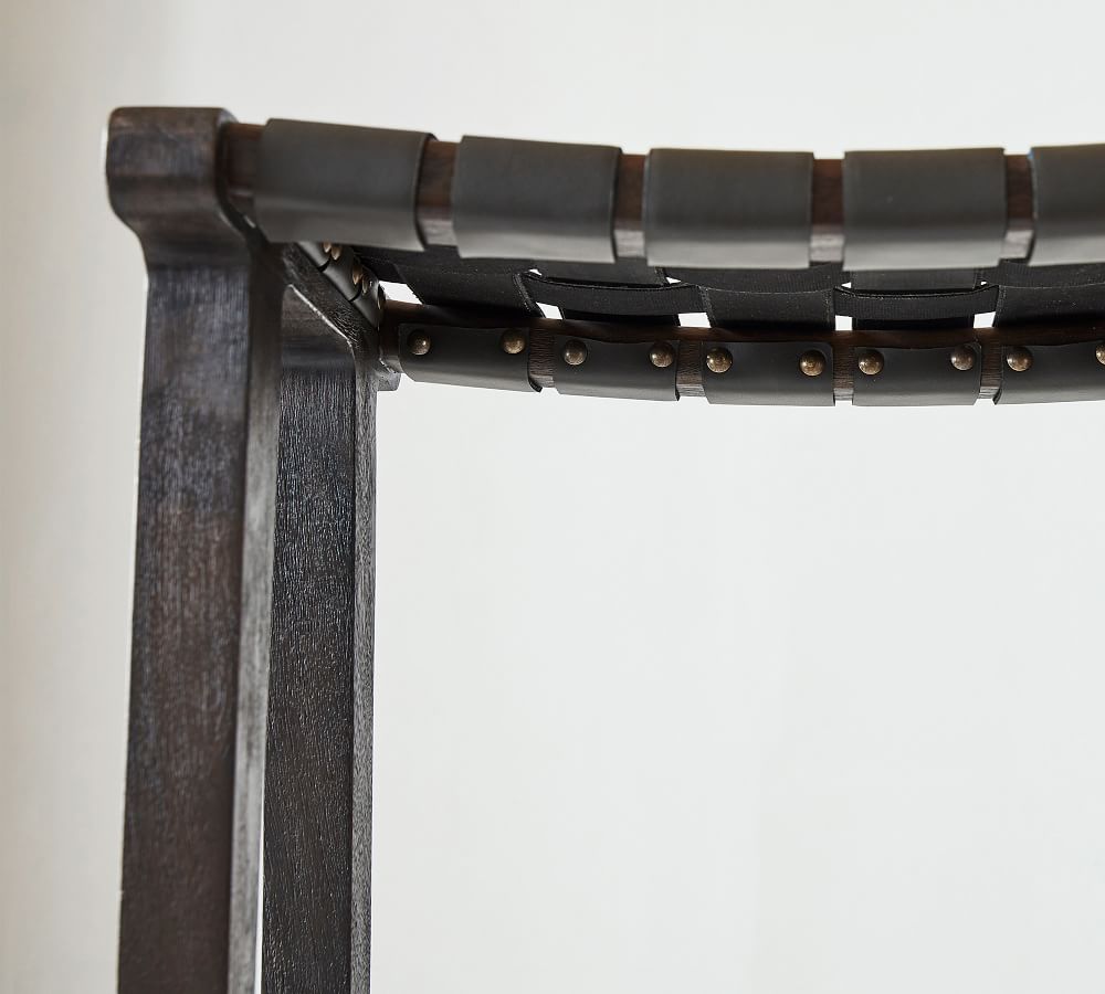 Fenton Woven Backless Leather Bar & Counter Stools Pottery Barn