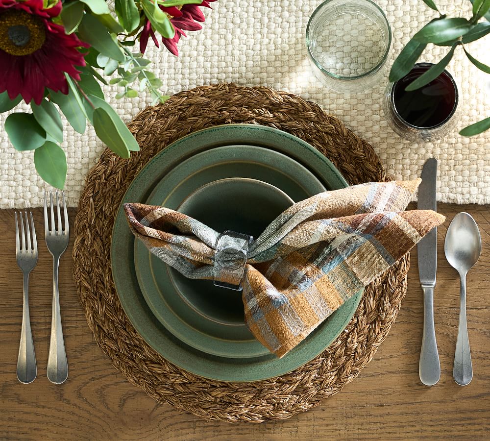 Montecito Plaid Cotton/Linen Napkins - Set of 4 | Pottery Barn