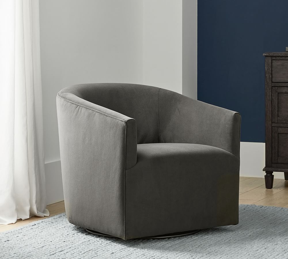 pottery barn swivel barrel chair