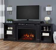 pottery barn tv console with fireplace