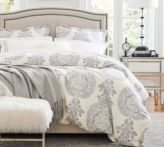 gray medallion duvet cover