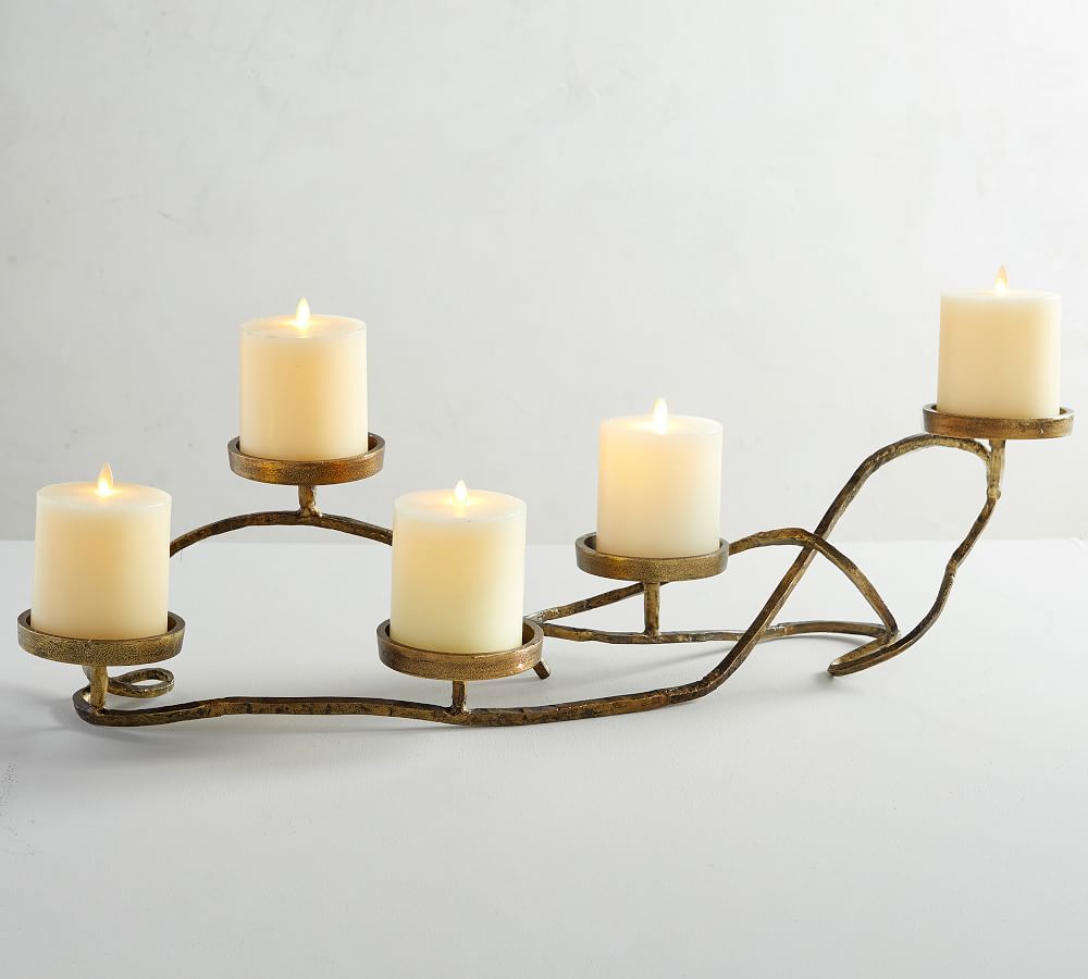 Faye Tumbled Brass Multi Pillar Candle Centerpiece Pottery Barn