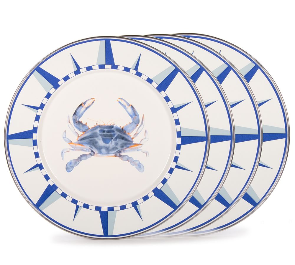 11 Melamine Blue Crab Plates Set of 4 