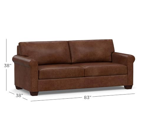 York Roll Arm Leather Sofa Collection | Pottery Barn