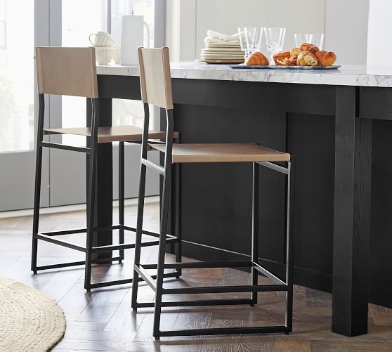 pottery barn hardy leather bar stool