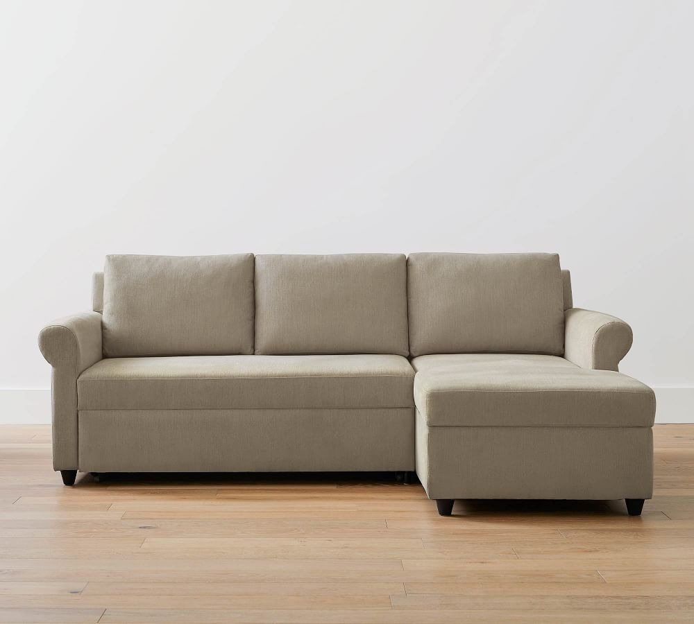 Sanford Roll Arm Upholstered Storage Chaise Sectional with Trundle Bed