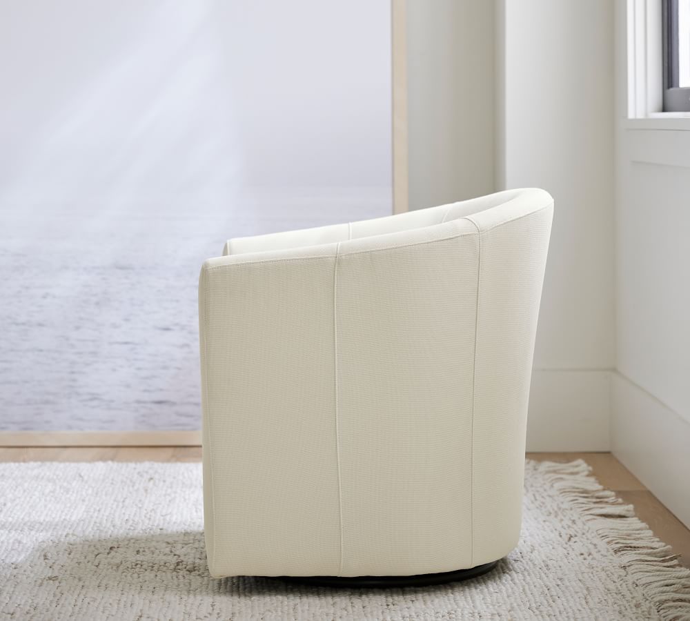 Hyde Upholstered Swivel Armchair | Pottery Barn
