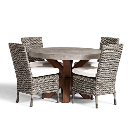 wicker round dining table set