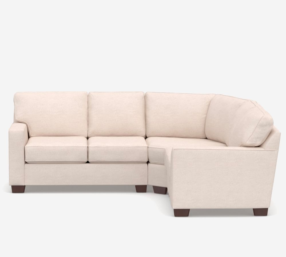 Buchanan Square Arm Upholstered Curved 3Piece LSectional with Wedge Pottery Barn