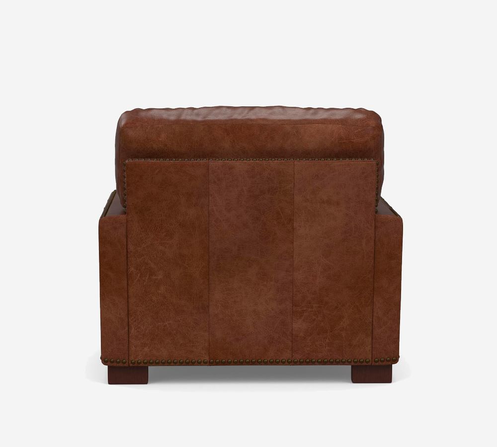 Turner Square Arm Leather Armchair with Nailheads | Pottery Barn