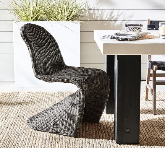 wicker dining chairs black