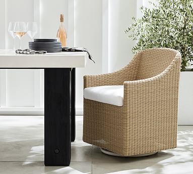 rattan swivel dining chair