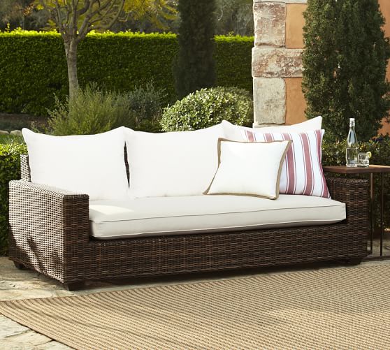 pottery barn wicker couch