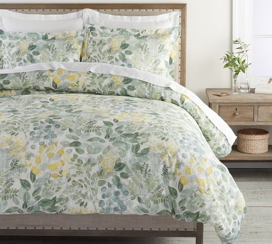 green botanical duvet cover