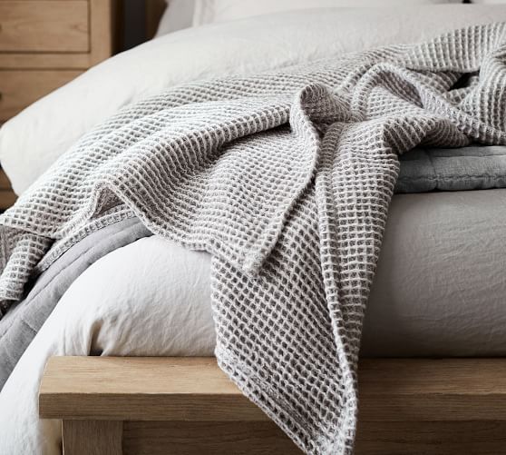 Details about   DELANNA Waffle Weave Brushed All Season Blanket Throw 100% Cotton Cream, KING 