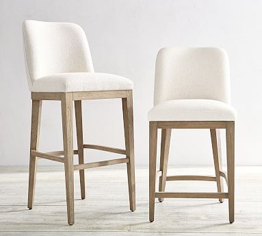 light wood and white bar stools