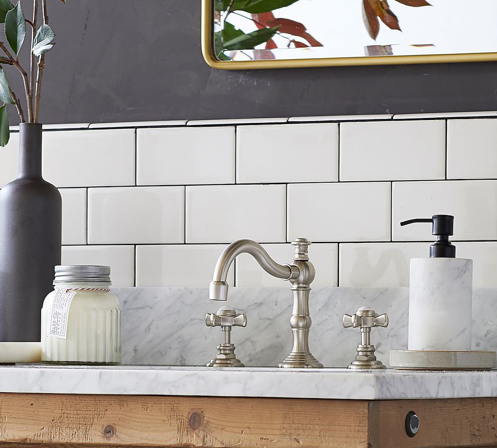 Mercer Cross Handle Widespread Bathroom Sink Faucet | Pottery Barn