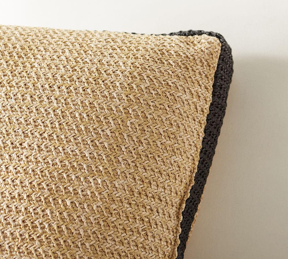 Faux Natural Fiber Gusset Indoor/Outdoor Pillow | Pottery Barn