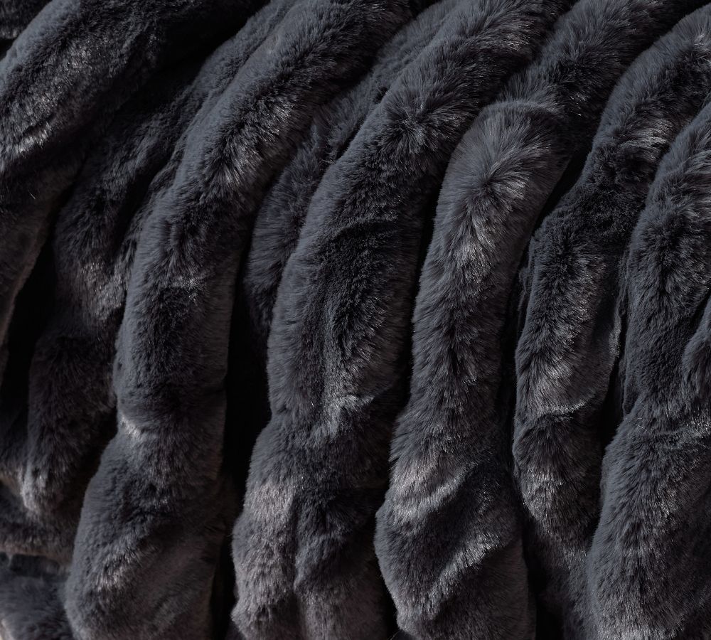 Faux Fur Ruched Throw Blankets Pottery Barn