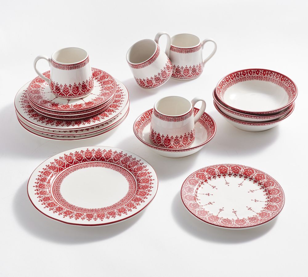 Tahoe Fair Isle Stoneware 16Piece Dinnerware Set Pottery Barn