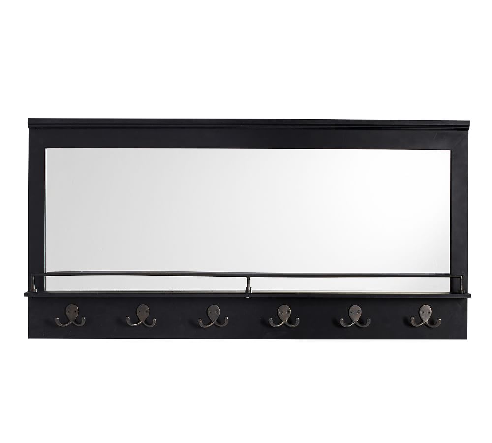 Aubrey Entryway Mirror with Hooks Black Pottery Barn