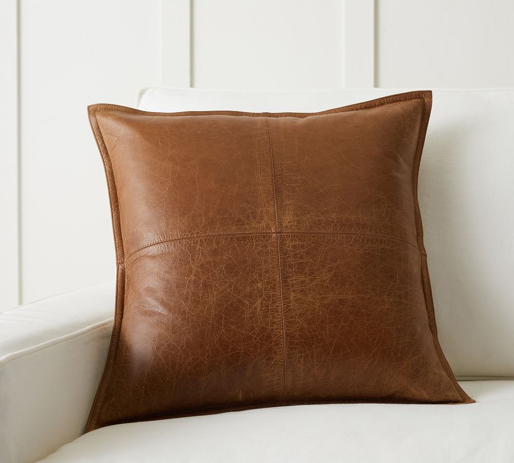 Pieced Leather Pillow Covers Pottery Barn