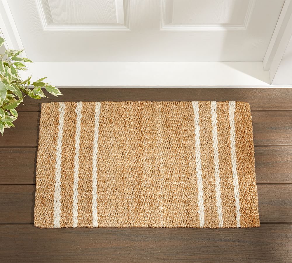 Three Stripe Natural Fiber Doormat Pottery Barn
