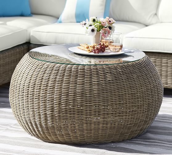 outdoor wicker coffee table ottoman