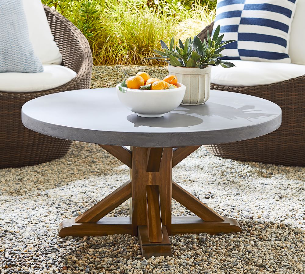 Abbott Indoor/Outdoor Concrete & FSC® Acacia Round Coffee Table