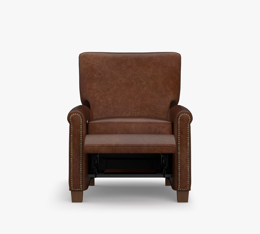 Irving Roll Arm Leather Power Recliner Pottery Barn