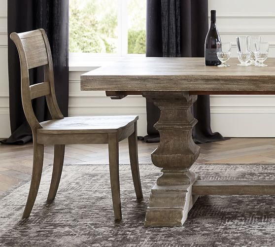 grey wood extending dining table