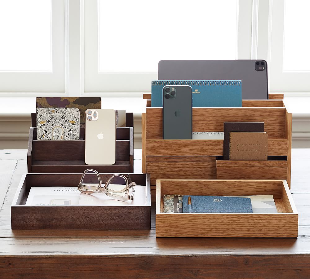 Folsom White Oak Desk Accessories Collection Pottery Barn